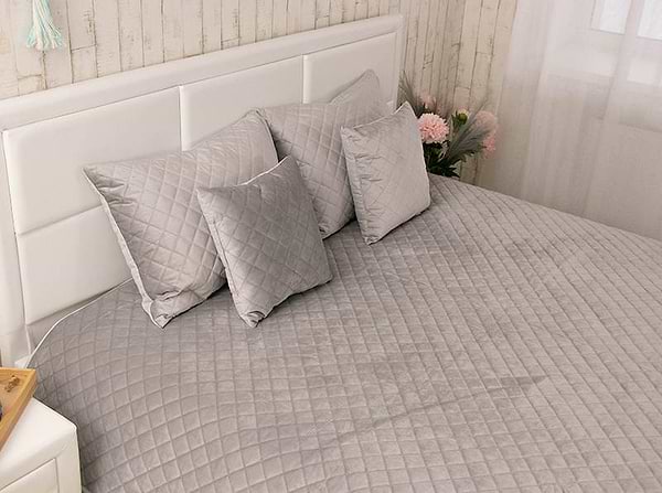 Фото - Покривало полуторне Руно 150х220 велюр (360.55_Grey ромб)