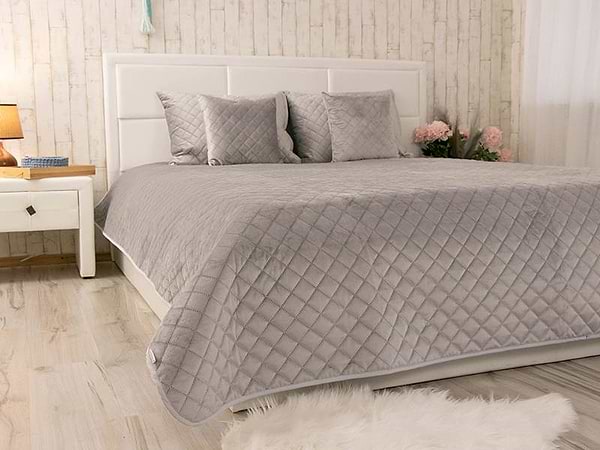 Фото - Покривало полуторне Руно 150х220 велюр (360.55_Grey ромб)