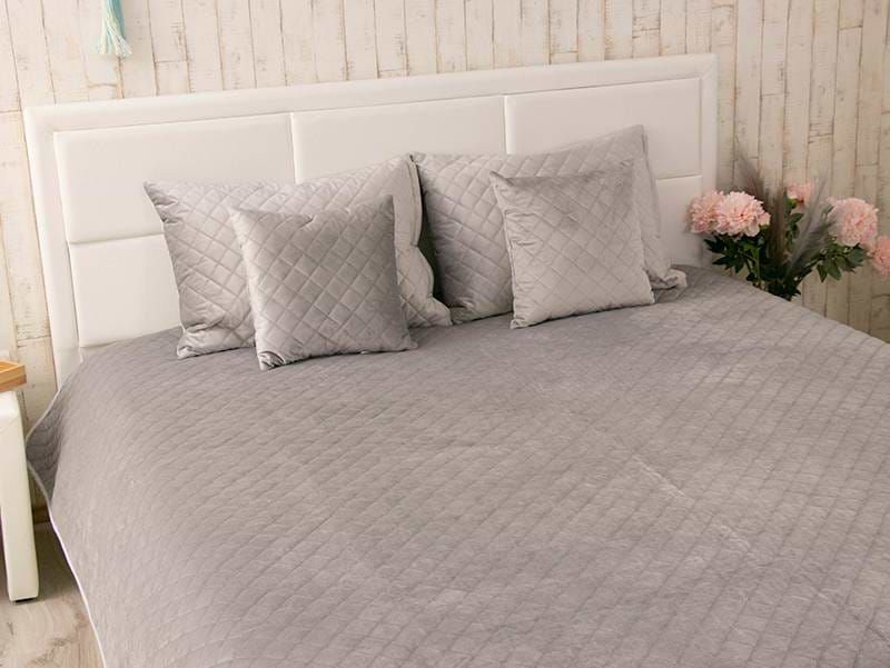 Фото - Покривало полуторне Руно 150х220 велюр (360.55_Grey ромб)