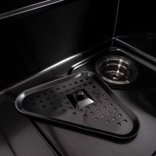 Фото - Уцінка - Мийка кухонна+змішувач+дозатор VALESO 75x46F Чорна PVD Handmade Водоспад Fly rain