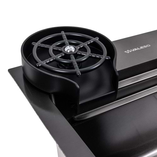 Фото - Уцінка - Мийка кухонна+змішувач+дозатор VALESO 75x46F Чорна PVD Handmade Водоспад Fly rain