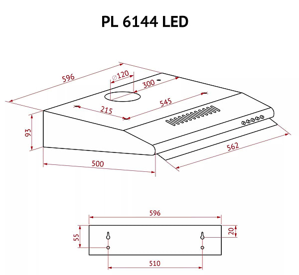 Фото - Витяжка традиційна Perfelli PL 6144 BG LED