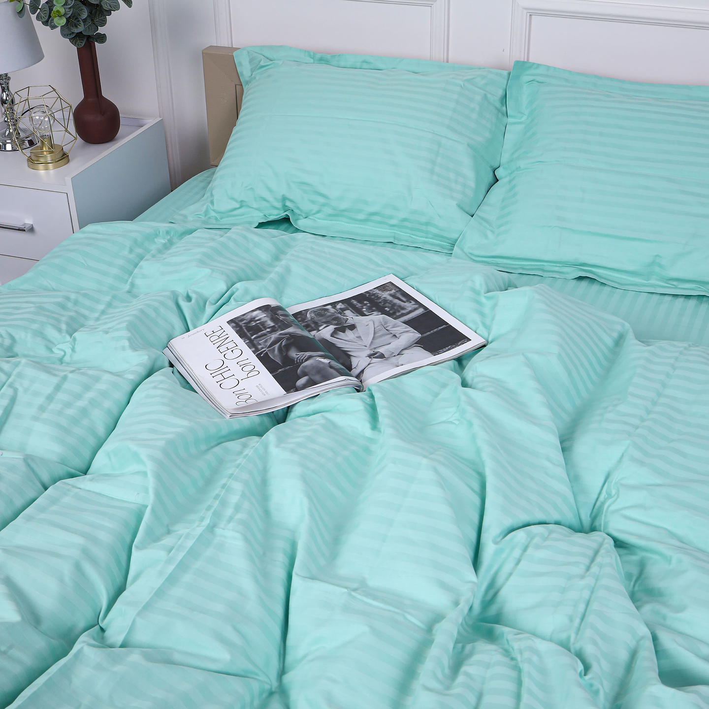 Комплект постельного белья MirSon Satin Stripe 30-0013 Azure 143х210 см (2200005252420)