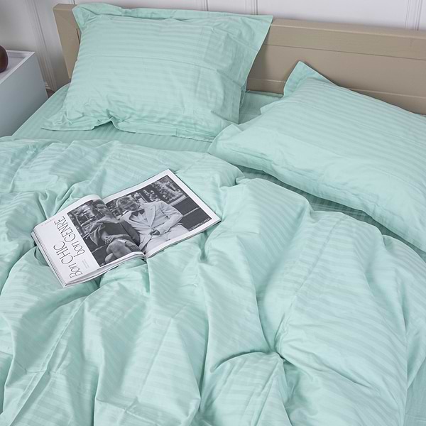 Фото - Комплект постельного белья MirSon Satin Stripe 30-0013 Azure 160х220 см (2200005252437)
