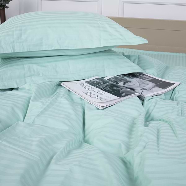 Фото - Комплект постельного белья MirSon Satin Stripe 30-0013 Azure 160х220 см (2200005252437)
