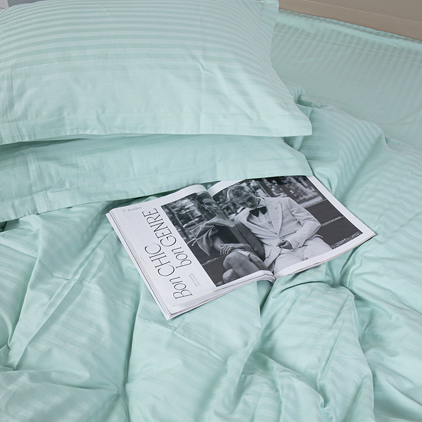 Фото - Комплект постельного белья MirSon Satin Stripe 30-0013 Azure 160х220 см (2200005252437)