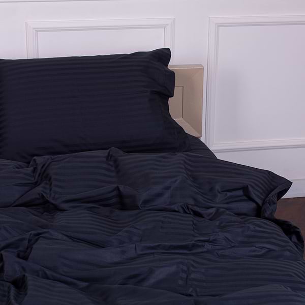 Фото - Комплект постельного белья MirSon Satin Stripe 30-0021 Dark Blue 220х240 см King Size (2200005255780)