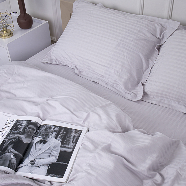 Фото - Комплект постільної білизни MirSon Satin Stripe 30-0010 Light Gray 160х220 см (2200005251171)