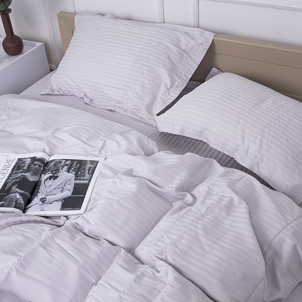 Фото - Комплект постільної білизни MirSon Satin Stripe 30-0010 Light Gray 160х220 см (2200005251171)