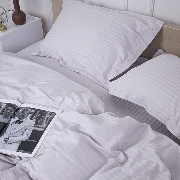 Фото - Комплект постільної білизни MirSon Satin Stripe 30-0010 Light Gray 160х220 см (2200005251171)