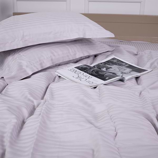 Фото - Комплект постільної білизни MirSon Satin Stripe 30-0010 Light Gray 160х220 см (2200005251171)