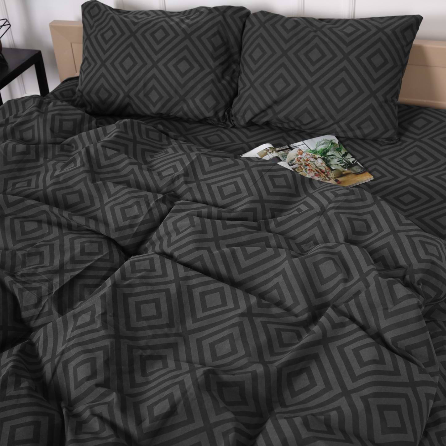 Комплект постільної білизни MirSon Бязь 17-0625 Geometry Graphite 200х220 (2200008204969)