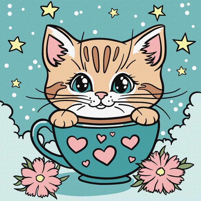 Картина по номерам Ideyka Великолепный котик 25х25 см (KHO6280)