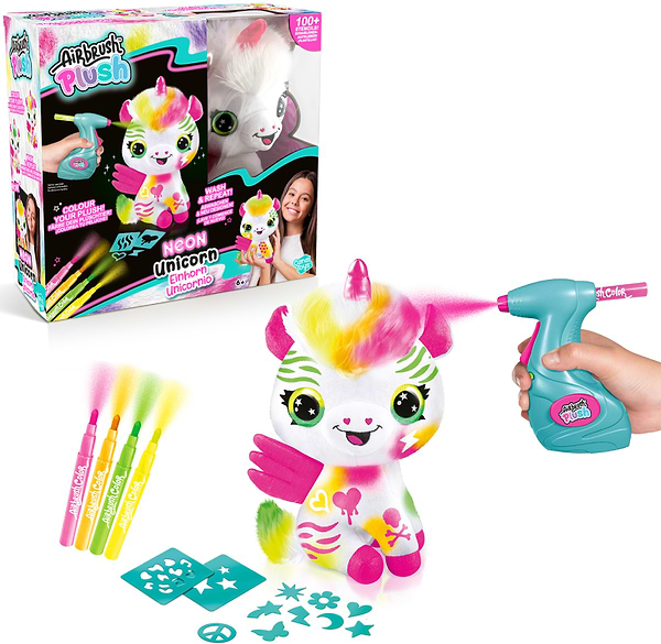 Фото - Набір для декупажу та розпису Canal Toys DIY AIRBRUSH PLUSH - Єдиноріг Неон з фломастерами (AIR024/1)
