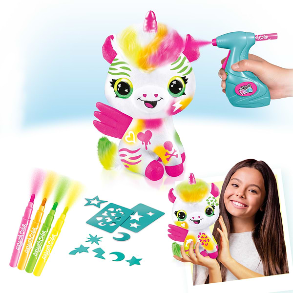 Фото - Набір для декупажу та розпису Canal Toys DIY AIRBRUSH PLUSH - Єдиноріг Неон з фломастерами (AIR024/1)