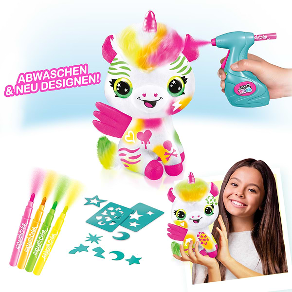 Фото - Набір для декупажу та розпису Canal Toys DIY AIRBRUSH PLUSH - Єдиноріг Неон з фломастерами (AIR024/1)