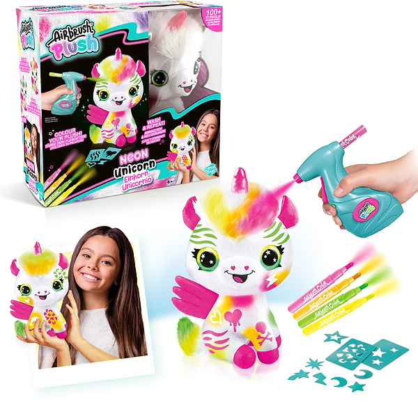 Фото - Набір для декупажу та розпису Canal Toys DIY AIRBRUSH PLUSH - Єдиноріг Неон з фломастерами (AIR024/1)