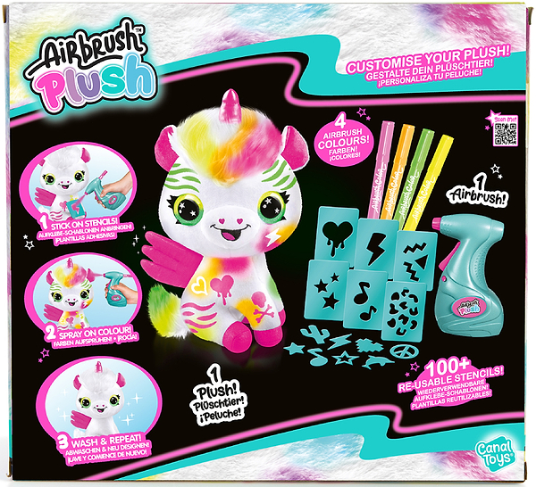 Фото - Набір для декупажу та розпису Canal Toys DIY AIRBRUSH PLUSH - Єдиноріг Неон з фломастерами (AIR024/1)