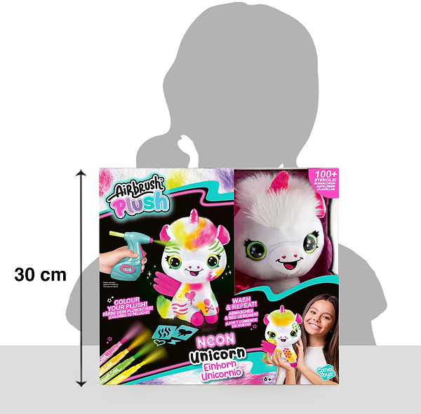 Фото - Набір для декупажу та розпису Canal Toys DIY AIRBRUSH PLUSH - Єдиноріг Неон з фломастерами (AIR024/1)