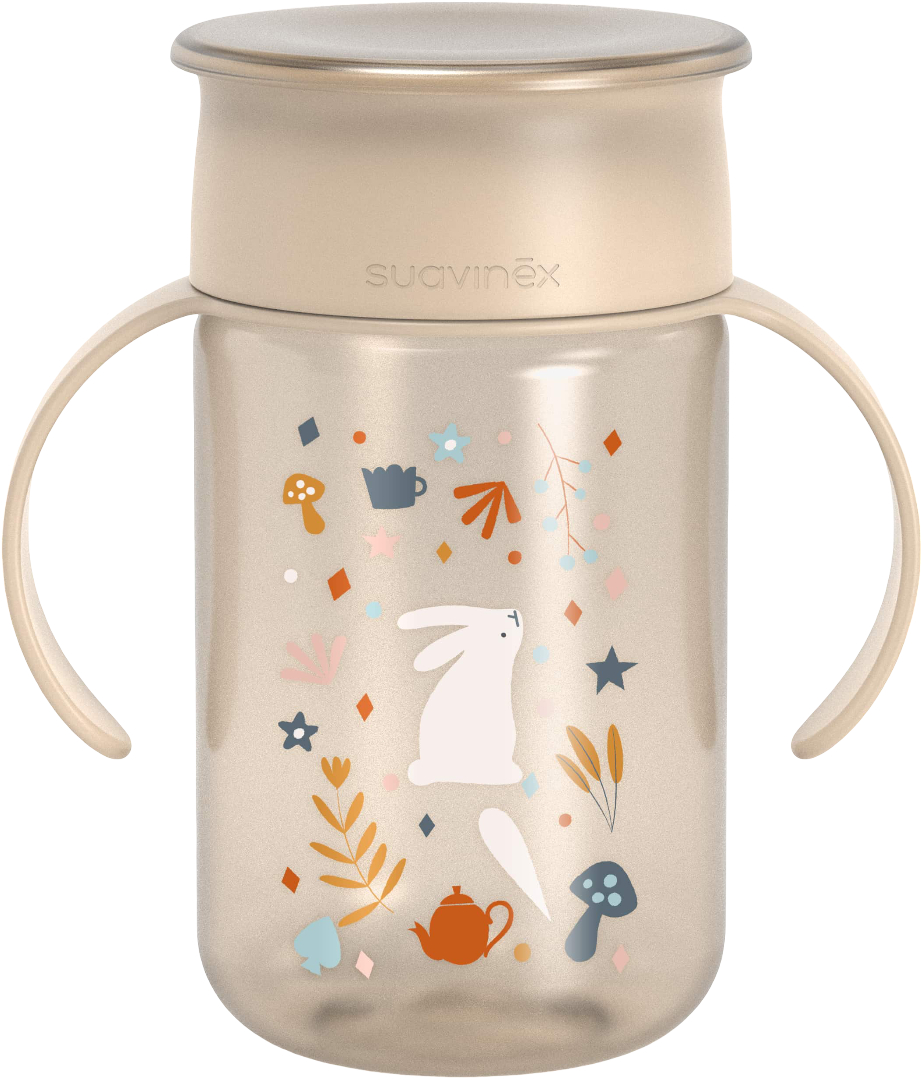 Чашка-непроливайка детская Suavinex 340 мл +12 мес. Wonderland бежевая (402792)