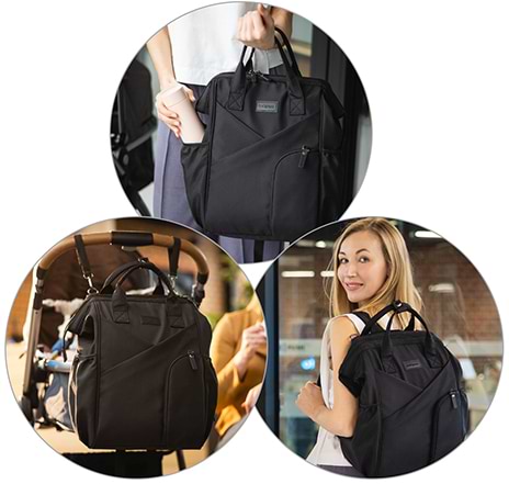 Фото - Рюкзак для батьків BabyOno MODERN STYLE Чорний з матрасиком для пеленання 40х27х19 см (1649/01)