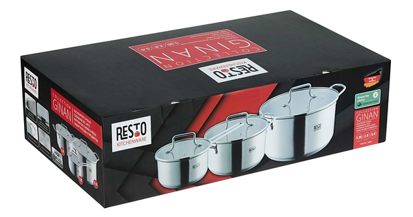 Фото - Набор кастрюль RESTO GINAN 1,35/2,8/5,0 л 3 шт. (92025)
