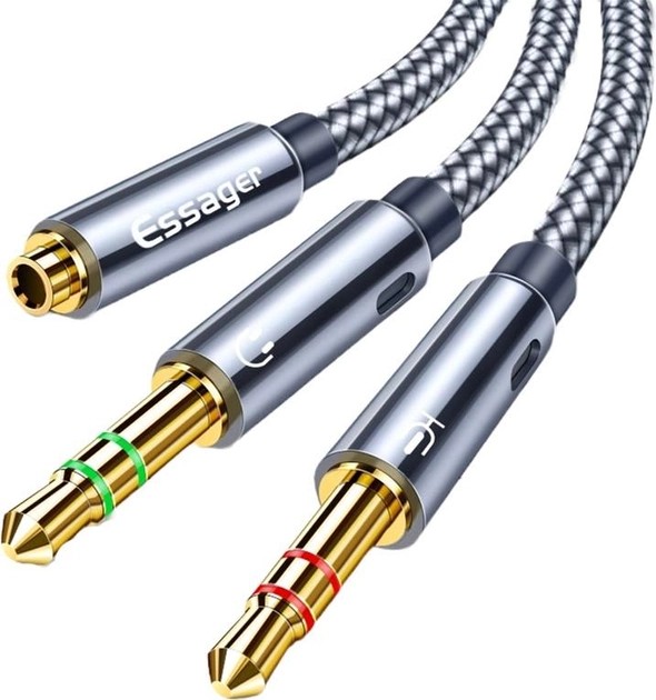 Кабель 3.5 мм -3.5 мм Essager For Computer Speaker Mic Y Splitter to PC A EY (EYPS35-TLB0G)