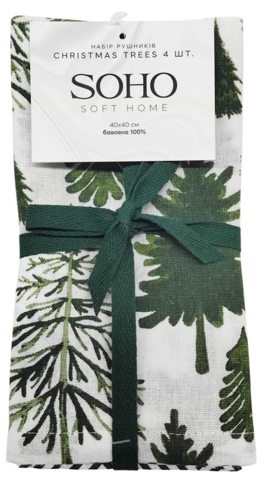Фото - Набор полотенец SOHO 40х40 см Christmas trees 4 шт. (BS 45565S/1)