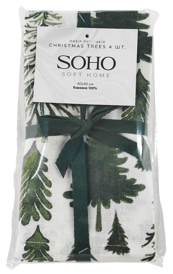 Фото - Набор полотенец SOHO 40х40 см Christmas trees 4 шт. (BS 45565S/1)