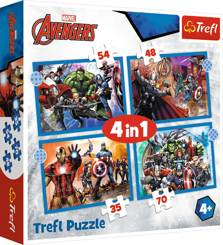 Пазлы (3-4 года) Trefl 4в1 The Avengers Отважные Мстители (43861)