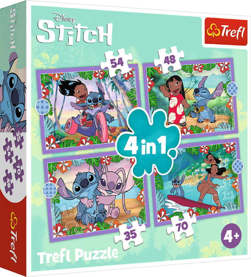 Пазлы (3-4 года) Trefl 4в1 Lilo&Stitch Безумный день (46336)