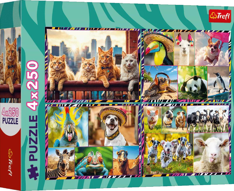 Пазли (8 +) Trefl Веселі тварини 4x250 ел. (33134)