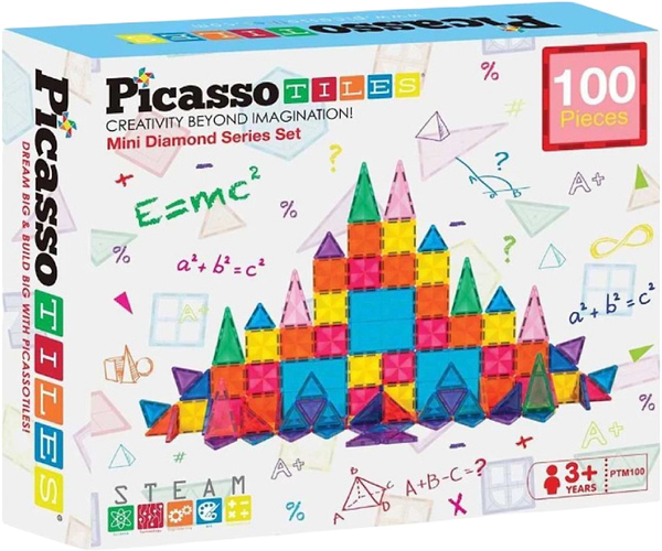 Фото - Магнітний конструктор Picasso Tiles MINI DIAMOND SERIES SET 100 деталей (22327)
