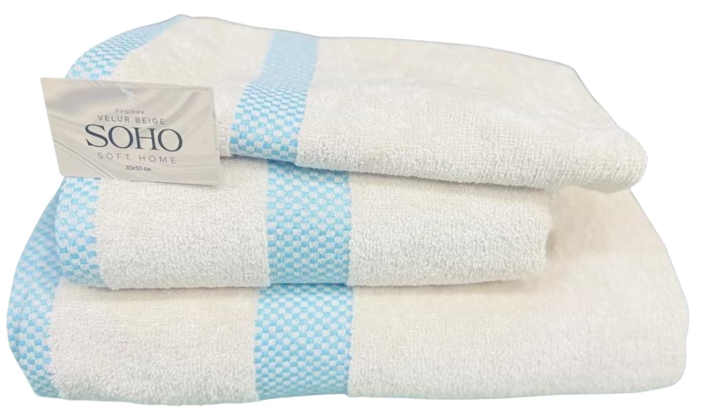 Купити Набір рушників SOHO 50х90+70х140 см бавовна 100% Velur Beige - Фото 1 Набір рушників SOHO 50х90+70х140 см бавовна 100% Velur Beige - Фото 1