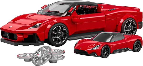 Фото - Колекційна машинка-конструктор Hot Wheels Brick Shop Speed ​​Maserati 250 деталей (JFR90)