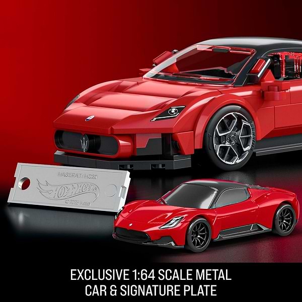 Фото - Колекційна машинка-конструктор Hot Wheels Brick Shop Speed ​​Maserati 250 деталей (JFR90)