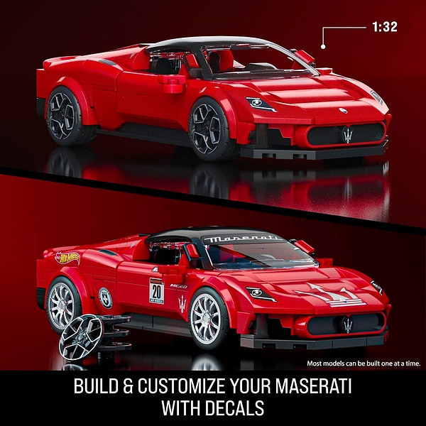 Фото - Колекційна машинка-конструктор Hot Wheels Brick Shop Speed ​​Maserati 250 деталей (JFR90)