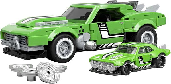 Фото - Колекційна машинка-конструктор Hot Wheels Brick Shop Speed ​​Custom 68 Camaro 289 деталей (JFT16)