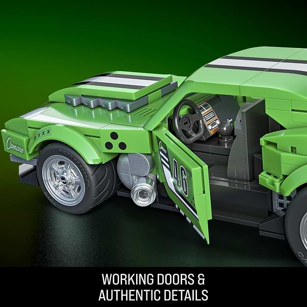 Фото - Колекційна машинка-конструктор Hot Wheels Brick Shop Speed ​​Custom 68 Camaro 289 деталей (JFT16)