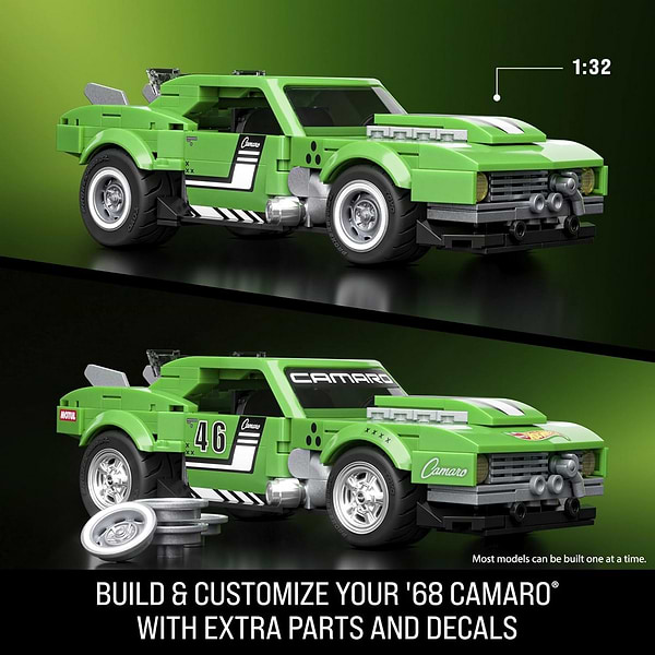 Фото - Колекційна машинка-конструктор Hot Wheels Brick Shop Speed ​​Custom 68 Camaro 289 деталей (JFT16)