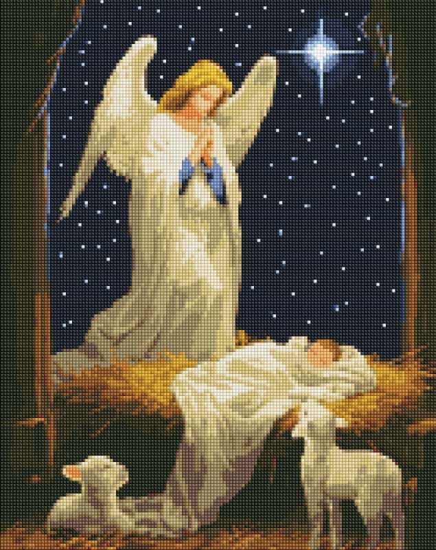 Алмазная живопись Ideyka Под защитой ангела с АВ стразами 40х50 см (AMO7865)
