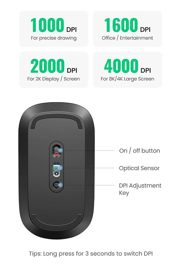 Фото - Мышь беспроводная UGREEN MU001 Black (90372)
