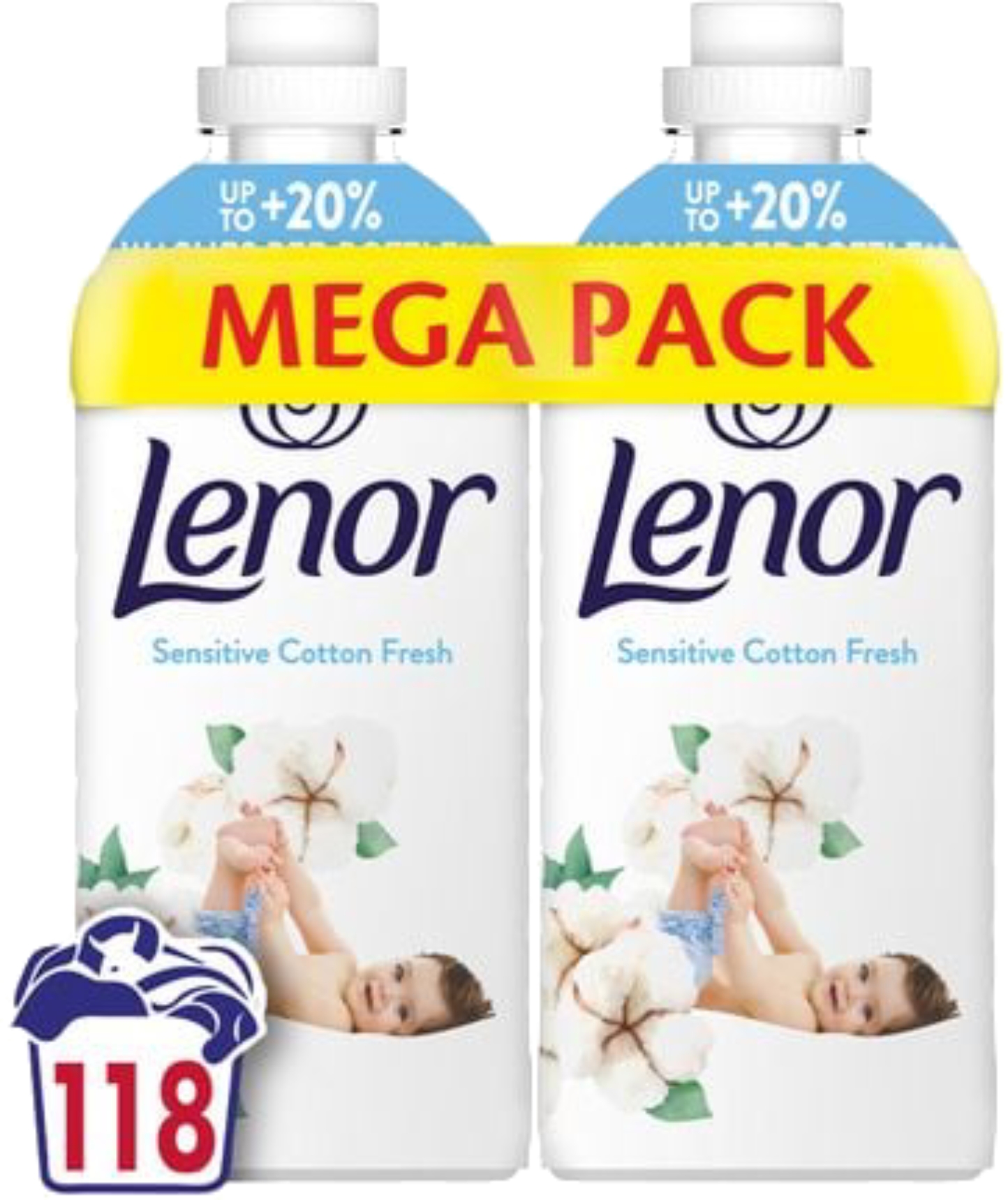 Ополіскувач для білизни Lenor Свіжість бавовни, 118 циклів прання, 2x1,239 л - Фото 1