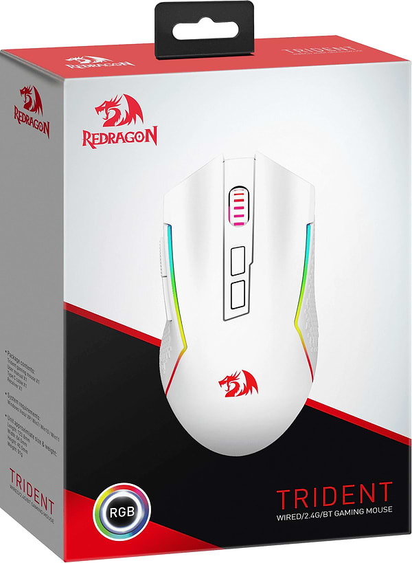 Фото - Миша бездротова ігрова Redragon Trident BT/ RGB/,8000dpi White (71864)
