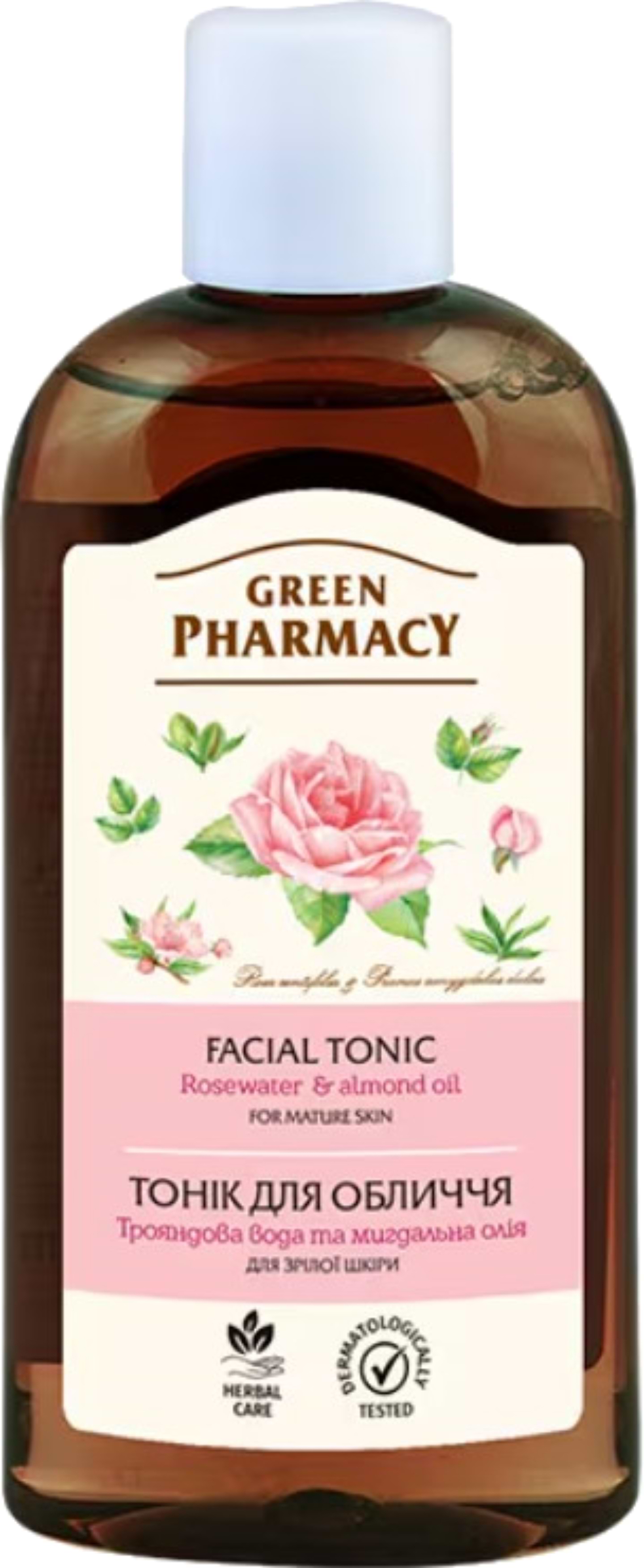 Тоник для лица Green Pharmacy розовая вода/миндальное масло 200 мл (4823015929694)