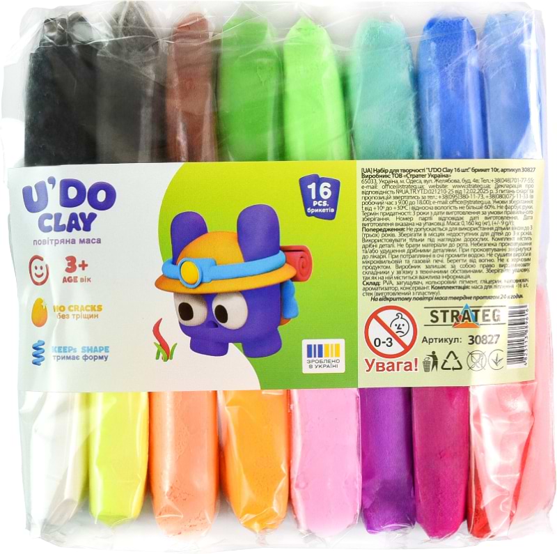 Маса для ліплення Strateg U'DOClay 16 шт. (30827)