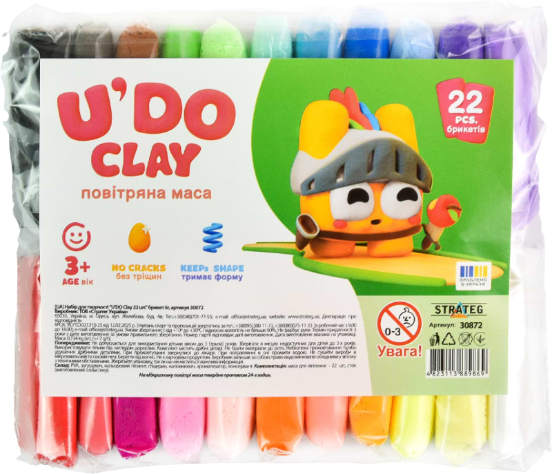 Масса для лепки Strateg U'DOClay 22 шт. (30872)
