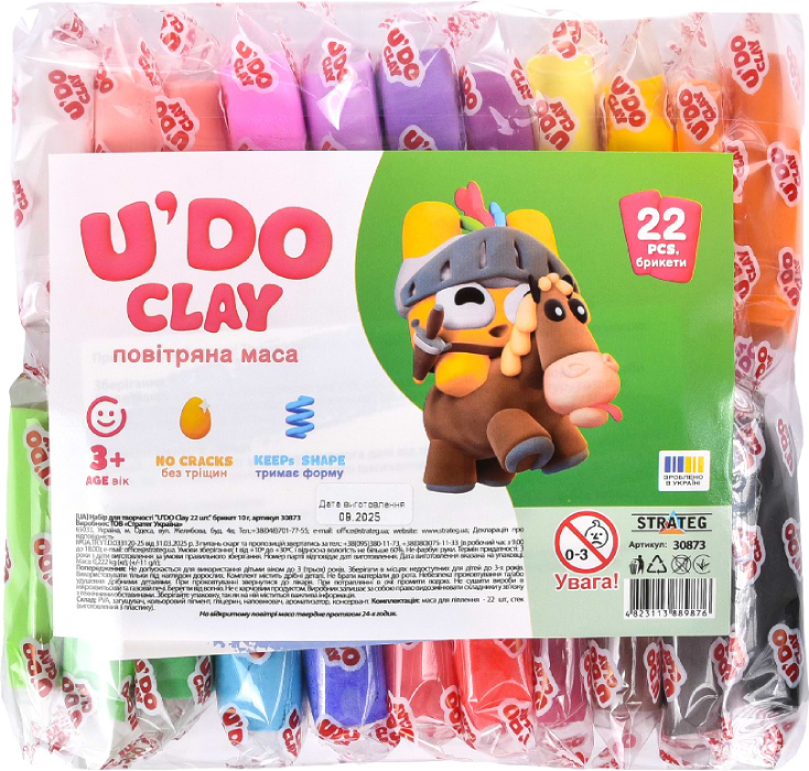 Масса для лепки Strateg U'DOClay 22 шт. (30873)