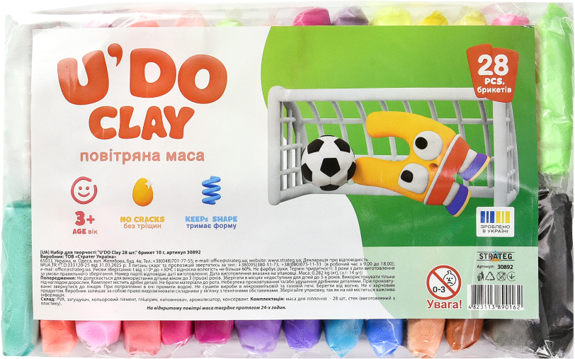 Масса для лепки Strateg U'DOClay 28 шт. (30892)
