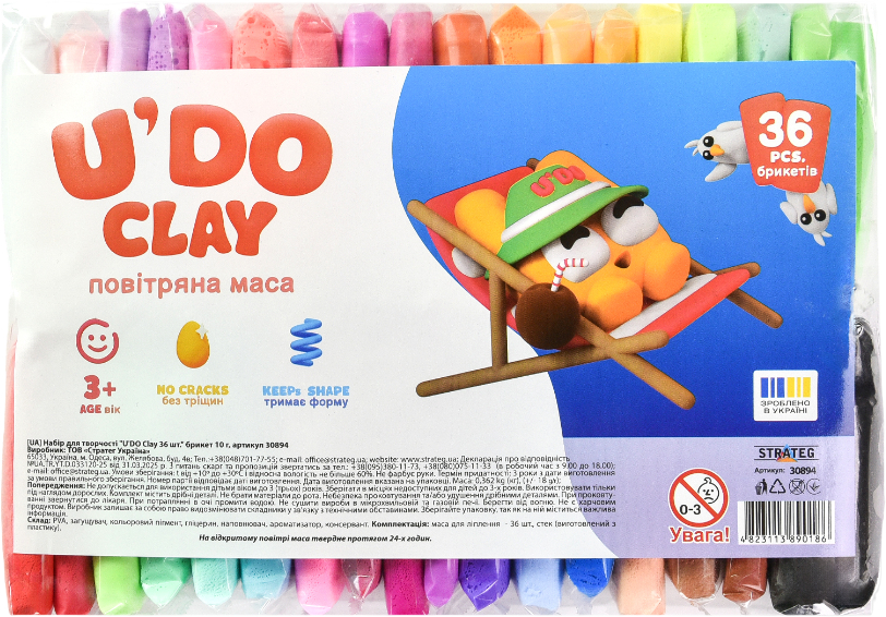 Масса для лепки Strateg U'DOClay 36 шт. (30894)
